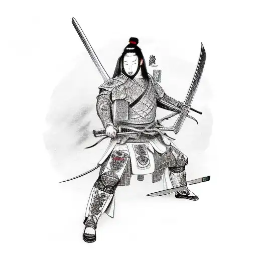 Bloody Full Body Japanese Ronin Warrior With Sword