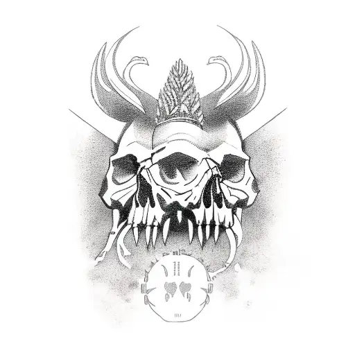 Nordic Runs With Skull And Wolf