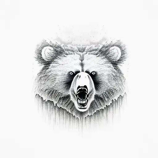 Roaring Bear In Thunderstorm