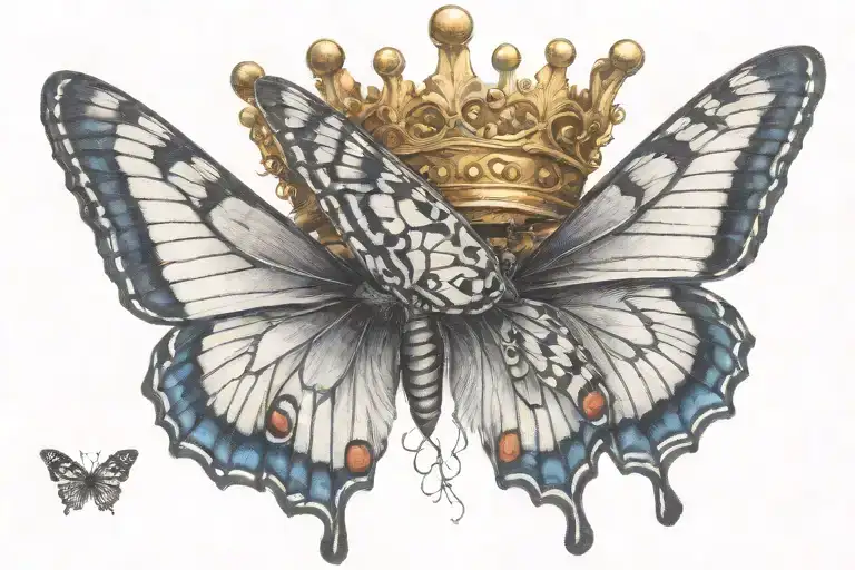 Butterfly With Crown On Head