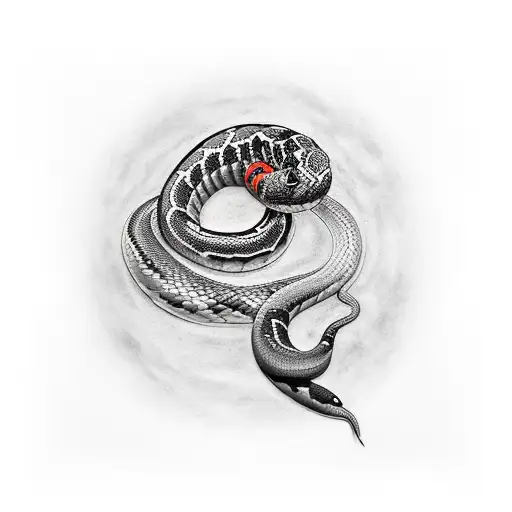 Black Grey And Red Snake Coiled Around Arm