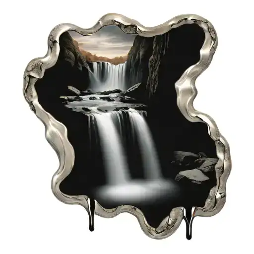 Rocky Waterfall Flowing