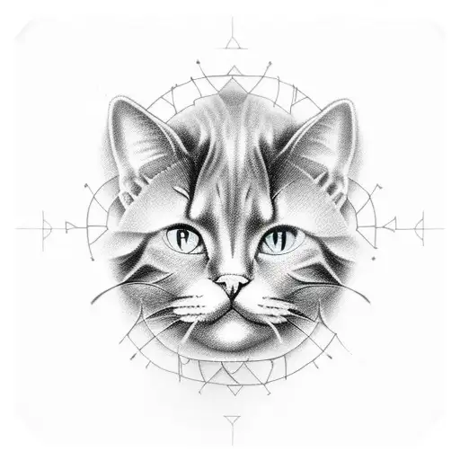 A Realistic Blackwork With Eight Cats At The Same Space
