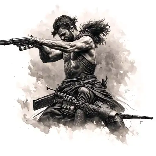 Renaissance Black And Gray Combat Scene