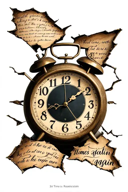 Clock With A Corner Broken With Words Saying Again 3 Times