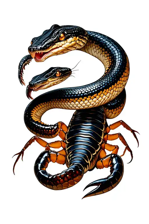 Snake Attacking A Scorpion That Is Not Done
