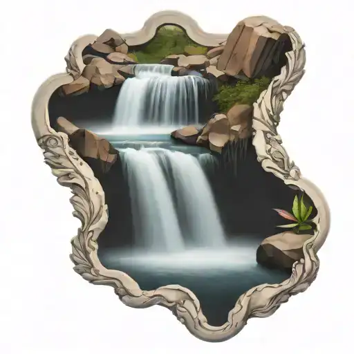 Rocky Waterfall Flowing