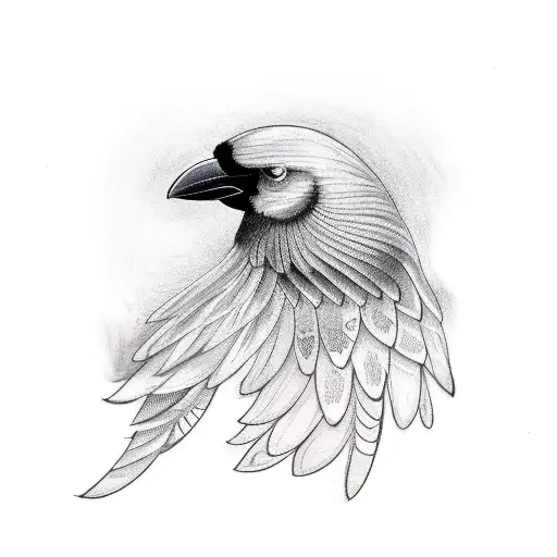 A Crow With Open Wings Looking On Front