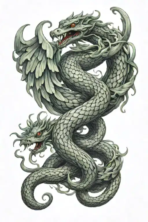 Serpent Entwined With The Phoenix