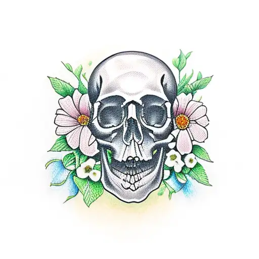 Flowers With Skull