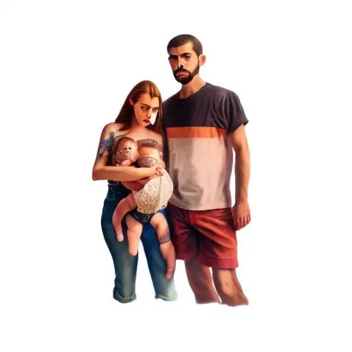 A Man And A Woman Holding A Baby