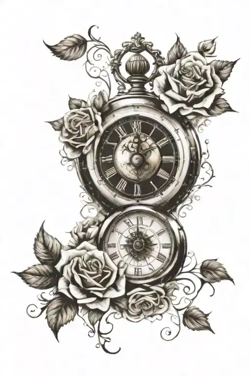 Clock And Compasss Rose