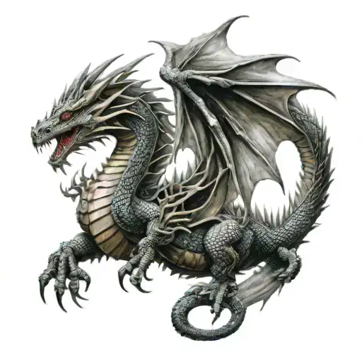 Dragon And Warrior Standing