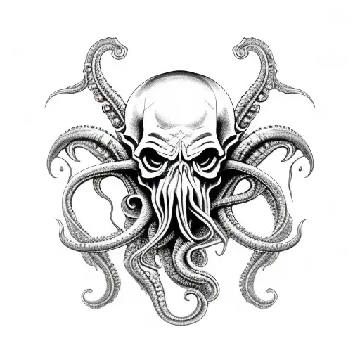 Cthulhu Skull With Downwards Tentacles