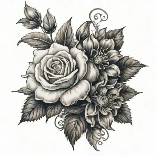 Rose Larkspur Chrysanthemum Tangled Together