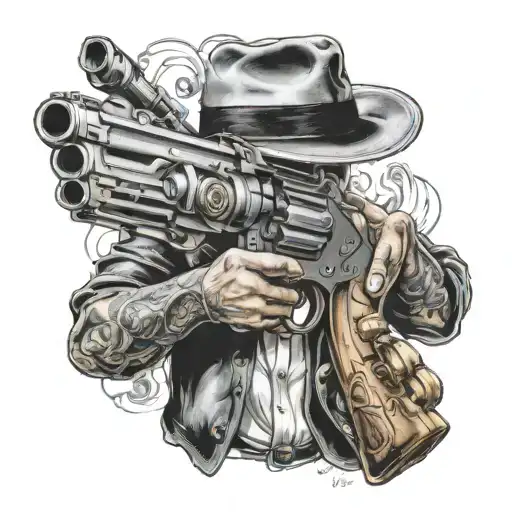 Gangster Holding A Bullet Gun