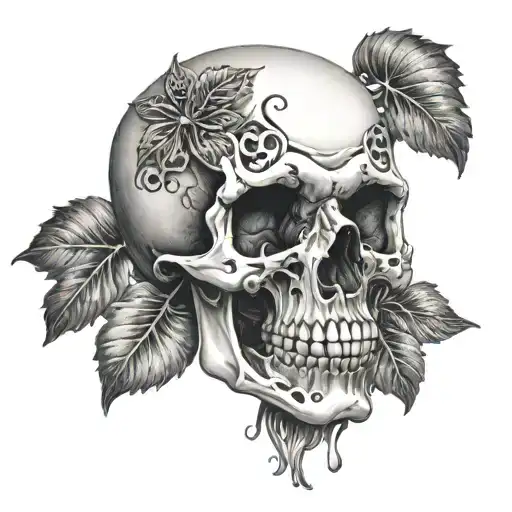 A Skull With A Mustache And Two Cross-shaped Bones Emerging From Behind It