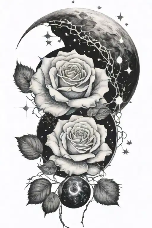 White Rose Moon And Cancer Constellation Intertwined