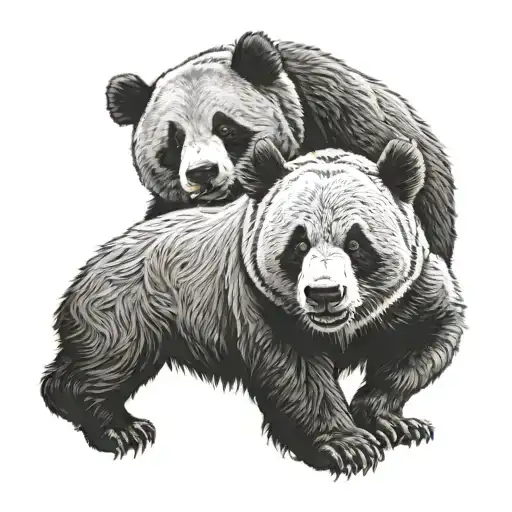 A Two Headed Bear One Is A Panda Head And The Other Is A Grizzly Bear Head