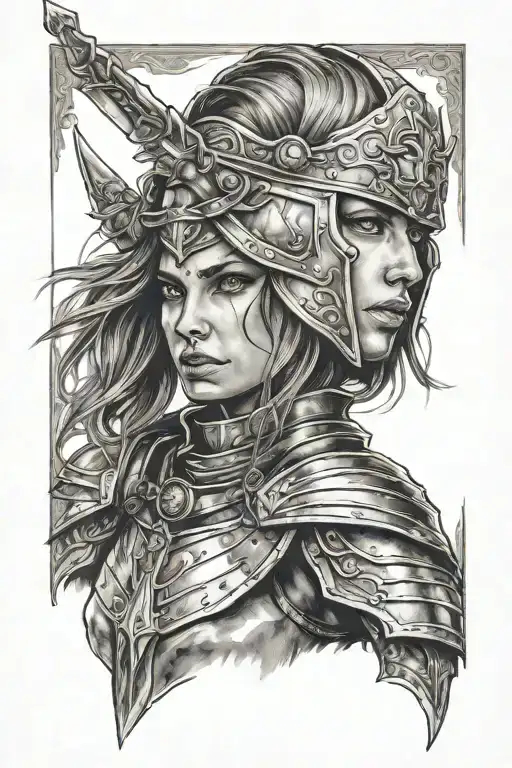 Medieval Warrior Girl Looking