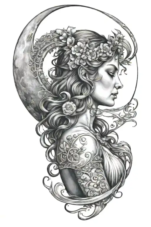 Virgo Girl Moon Back Ground