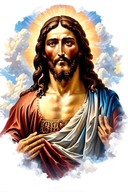 Jesus Christ With Clouds In The Background