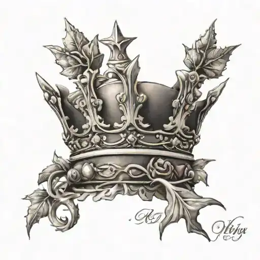 King Crown With The Name Mpa Below And Wrap It In Rose Thorns