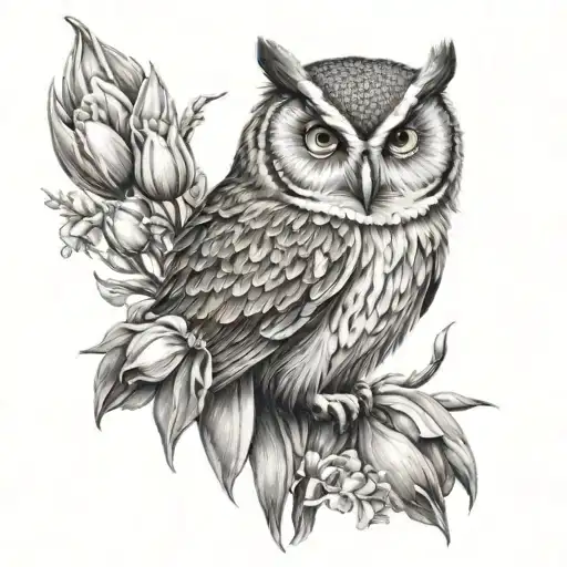 Owl With Tulips