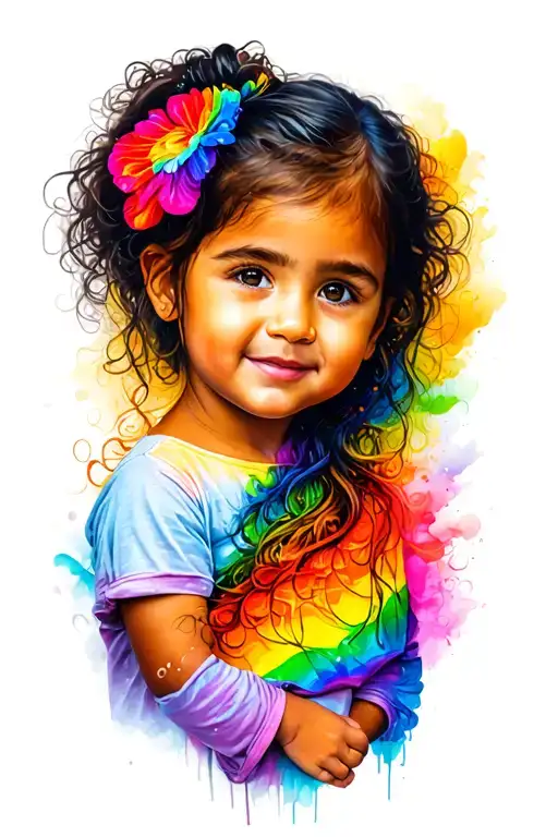 Little Girl And Rainbow Colors