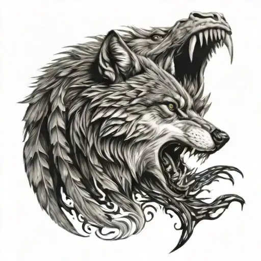 Fighting Wolf Accompanied By Reborn Phoenix