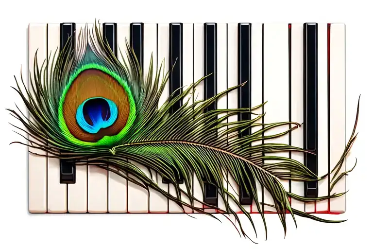 Piano Keys Peacock Feather Transforming Into