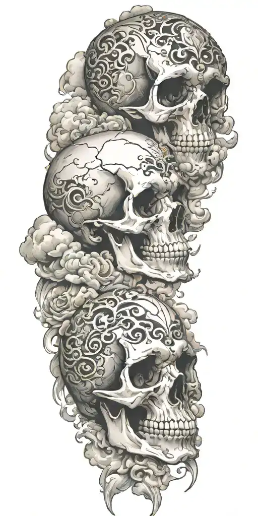 Skulls With Clouds