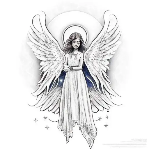 Full Body Angel With Moon