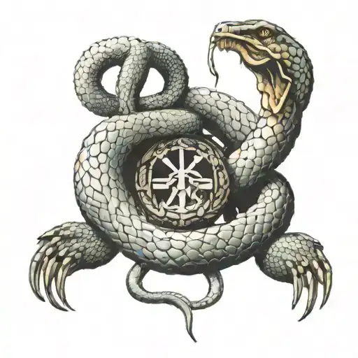 French War Symbol Surrounded By A Snake