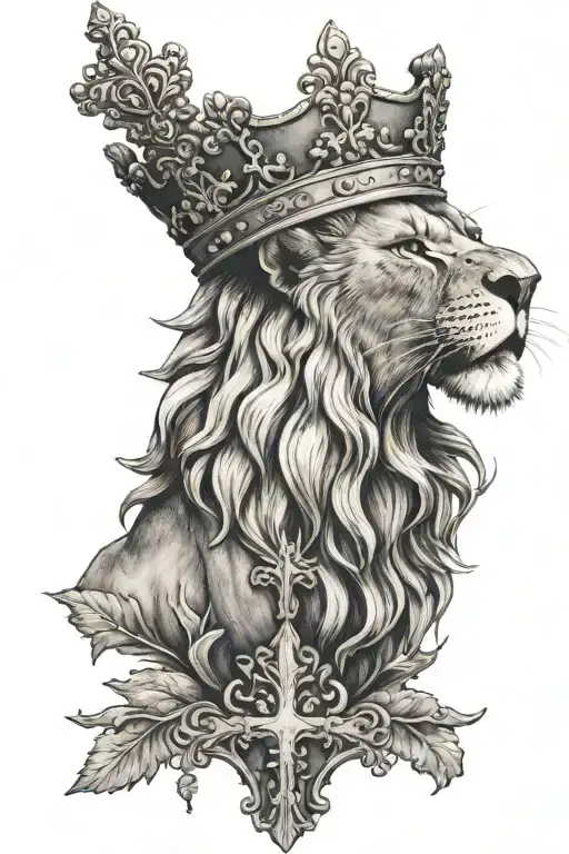 Cross With Lion Wearing A Crown