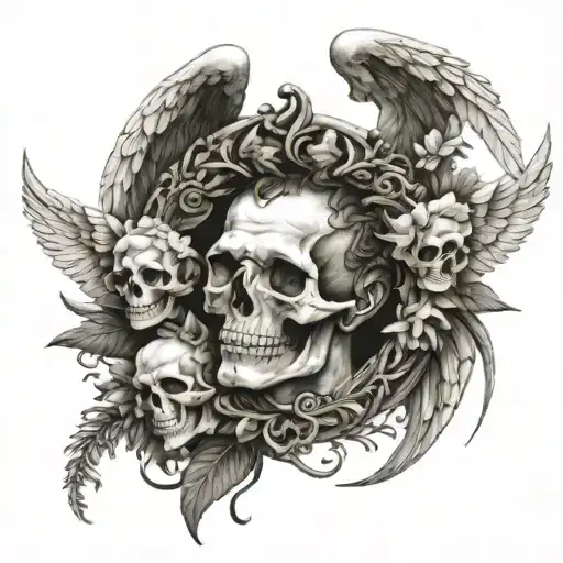 Cronus With Wings Holing Caesar Skull Adorned With Wreath