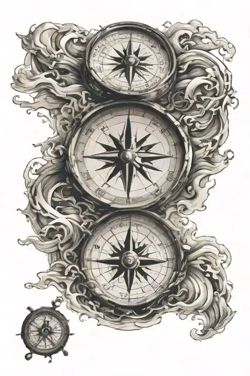 Compass Map And Waves