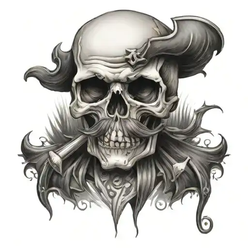 A Skull With A Mustache And Crossbones