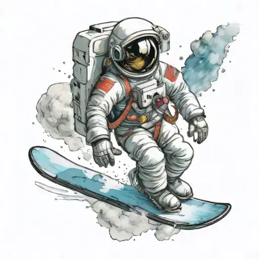 Astronaut Snowboarding Through Space