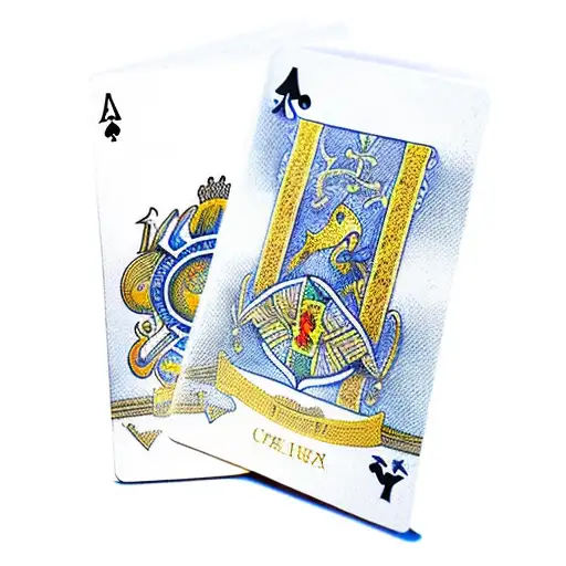 The 7 Of Cups Of The Spanish Card Decks With The Colors Blue And Yellow Gold