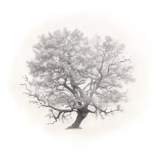 Oak Tree With Half Of Its Leaves Gone