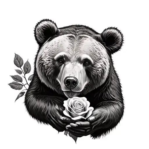 Bear Holding A Rose