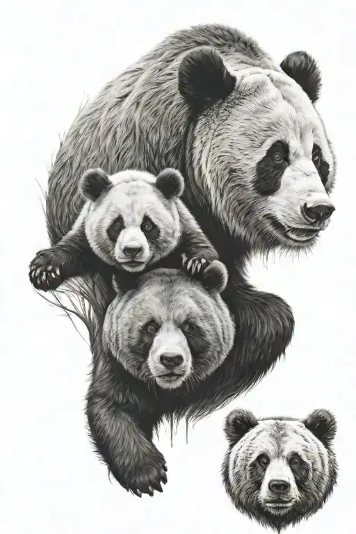 A Panda Head And A Grizzly Bear Head On A Single Bear Body