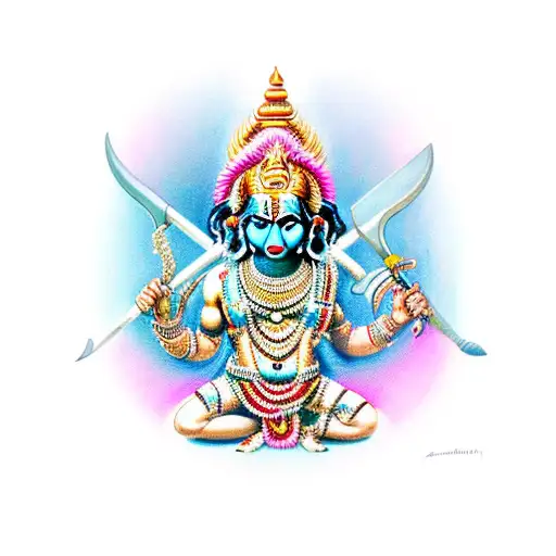 Indian Goddess Kali's Trident Being Held Up In Great Rage Fighting Depression