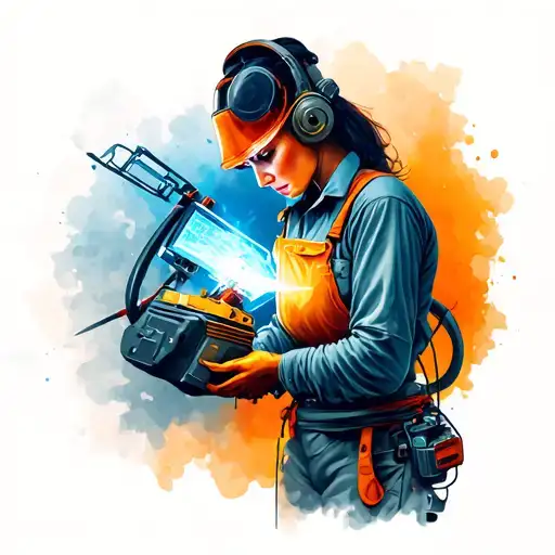 Female Welder Working