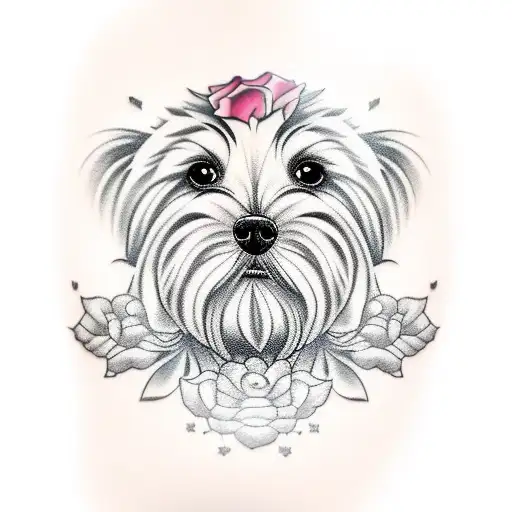 Shitzu Dog With Roses