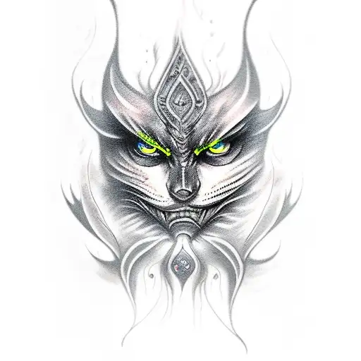 Dark Sorceress With Glowing Eyes And Mystical Smoke