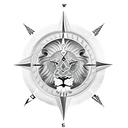 Lion With Compass Eye Of Fatima