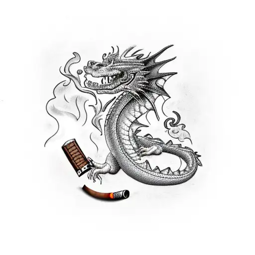 Dragon Smoking A Cigar
