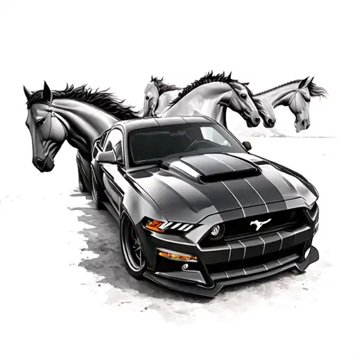 Mustang Gt Going With A Heard Of Mustang Horses